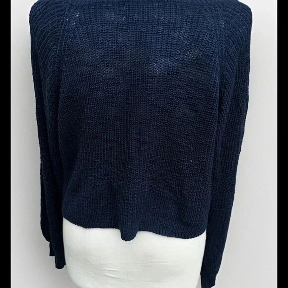 Francesca's‎ Collections Crop Navy Blue Sweater Size Large - Picture 5 of 9